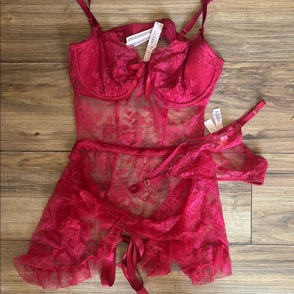 Victoria's Secret pink Chemise with Lace and Mesh